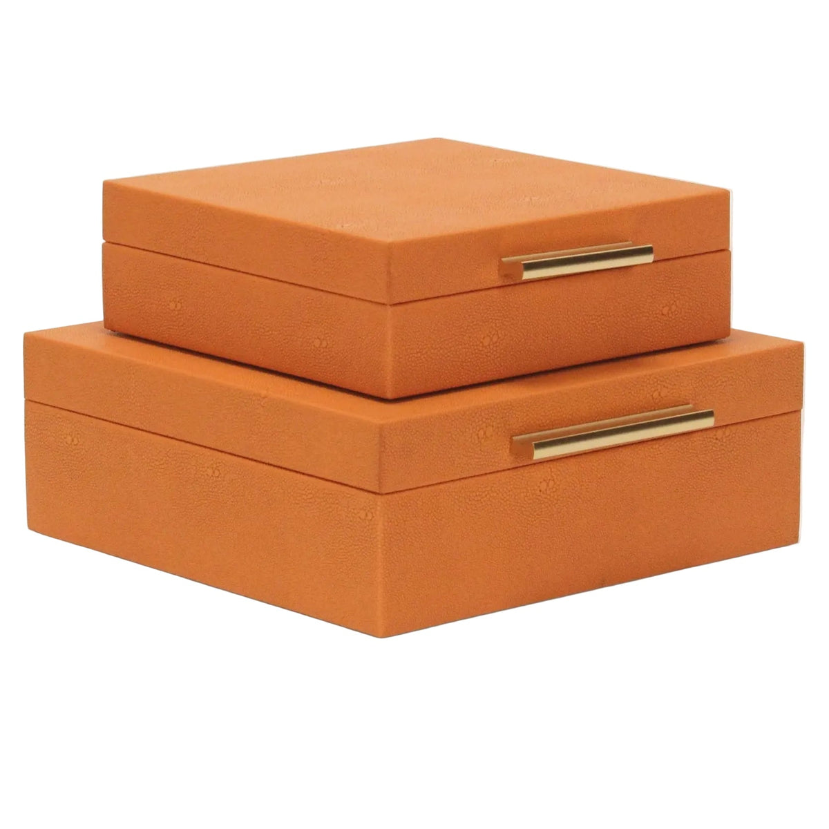 Lusan Square Decorative Boxes | Orange Shagreen