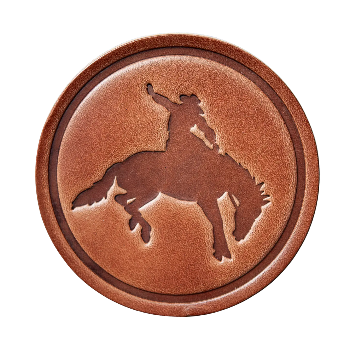Bucking Bronco Leather Coaster