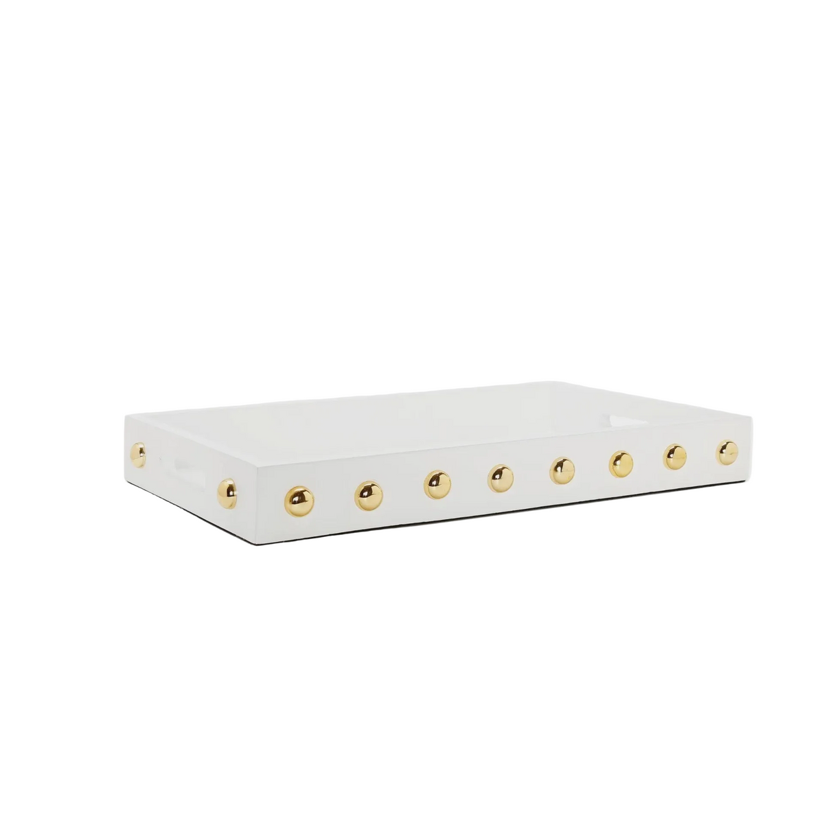 White Decorative Tray With Gold Ball Detail