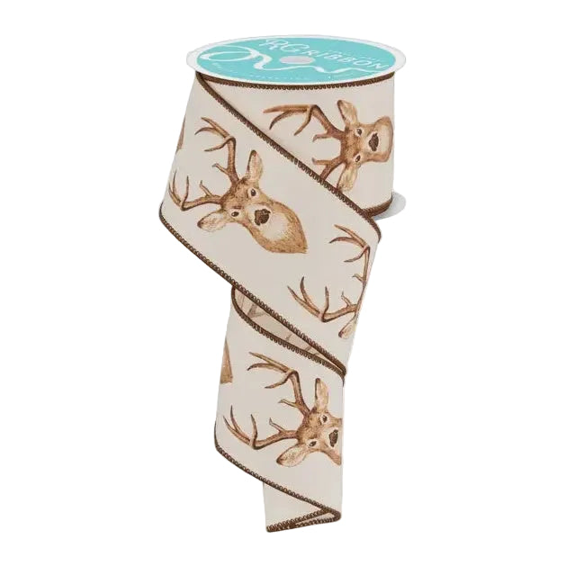2.5" x 10 Yard Deer Head Wired Ribbon