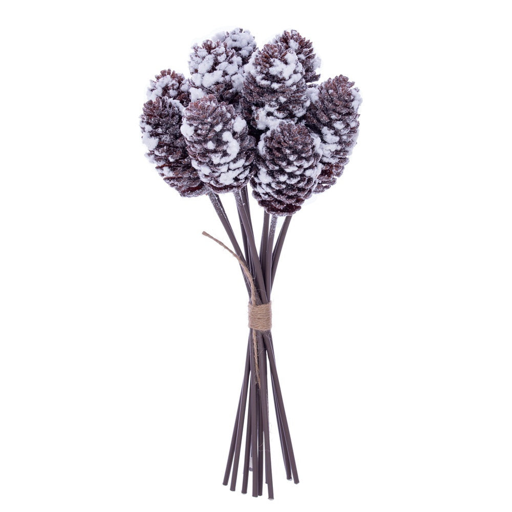 17" Snowy Pinecone Stem Bundle