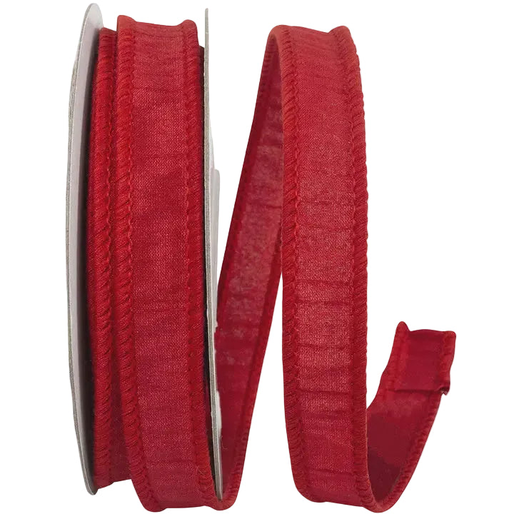 1" x 10 Yard Red Dupioni Wired Ribbon