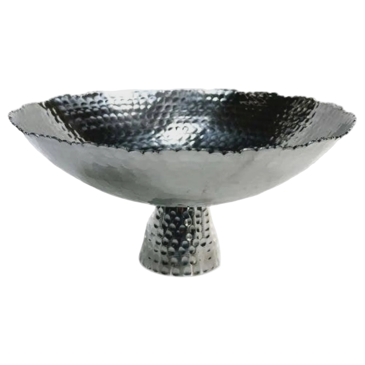 Hammered Shallow Pedestal Bowl