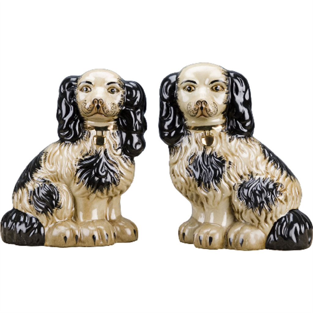 Black & Cream Staffordshire Dog Figurine - 2 Options