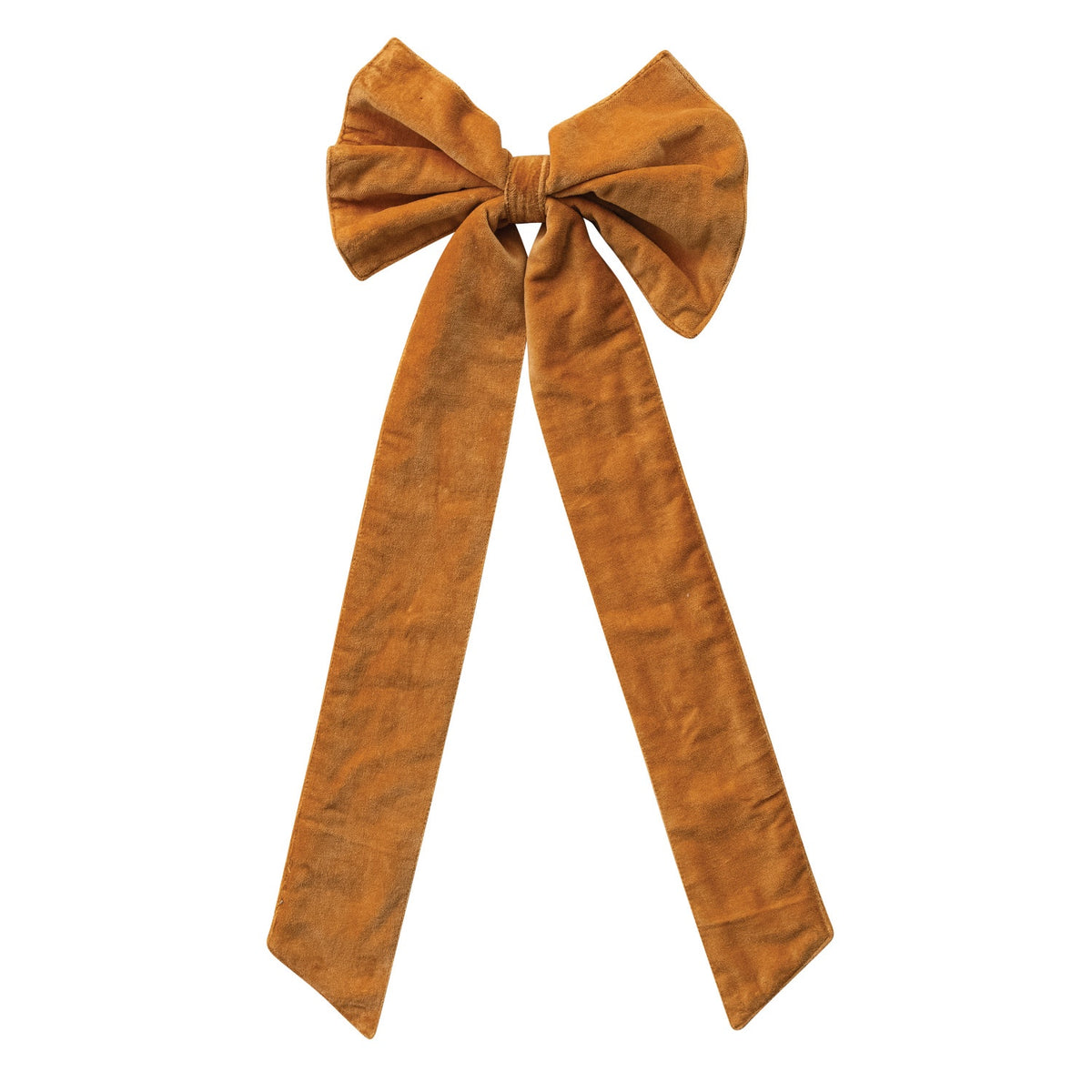 Cotton Velvet Clip-On Bow – Mustard