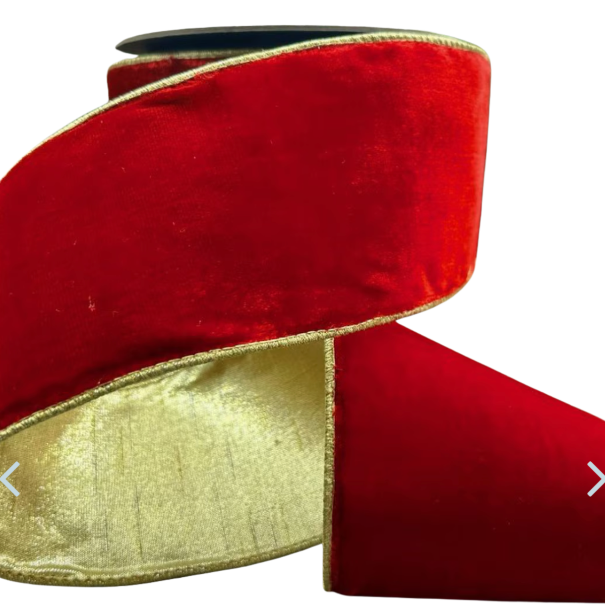 4" Lush Velvet Ribbon – Red with Gold Backing | 10 Yards