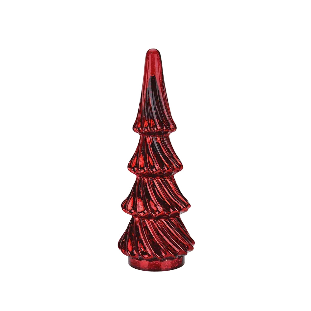 15" Red Glass Christmas Tree – Swirl Design