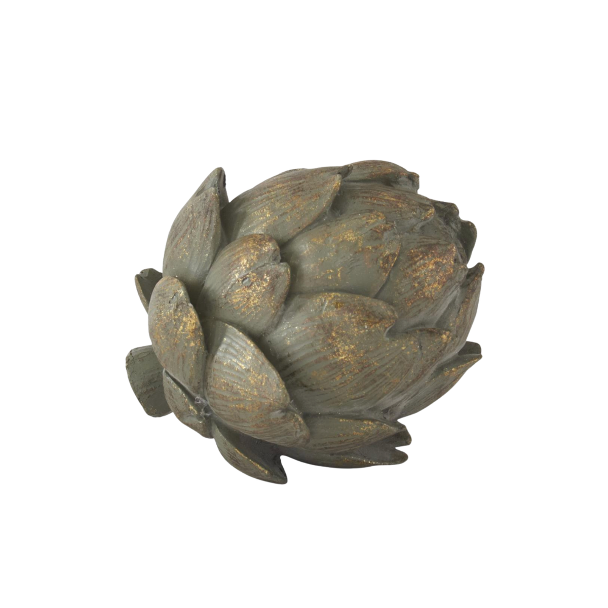 4 Inch Gold Gilded Sage Green Resin Artichoke