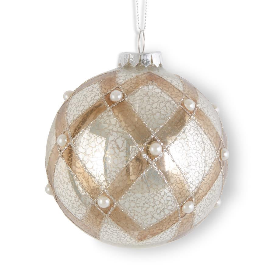 4" Glittered Silver Mercury Glass Ornament
