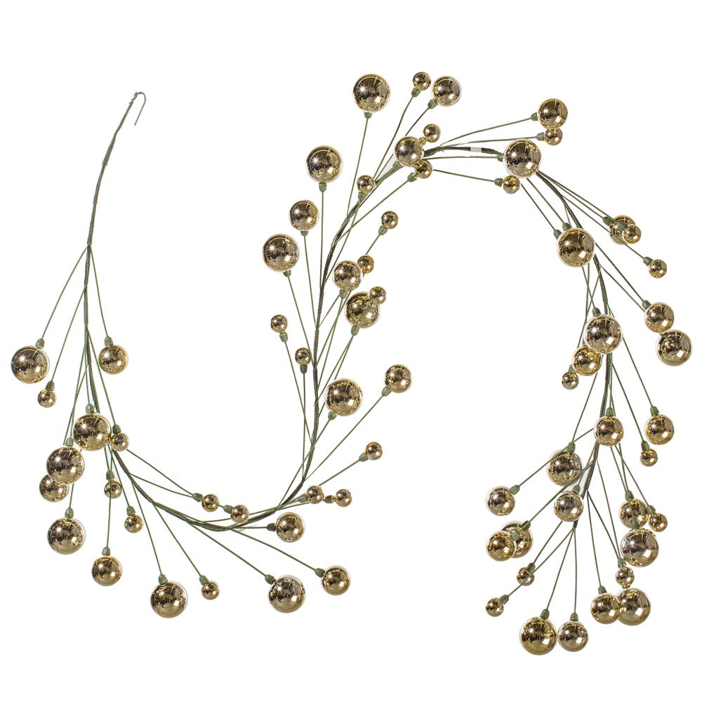 6' Champagne Shiny Ball Branch Garland 1"-2"