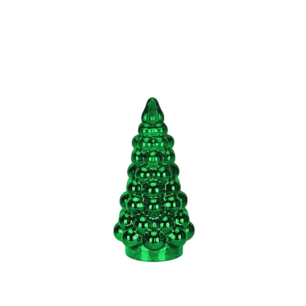 11" Green Glass Christmas Tree