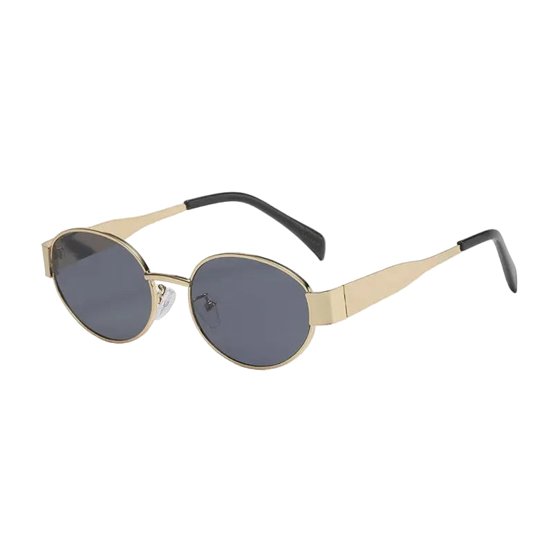 Retro Gold Metal Oval Sunglasses