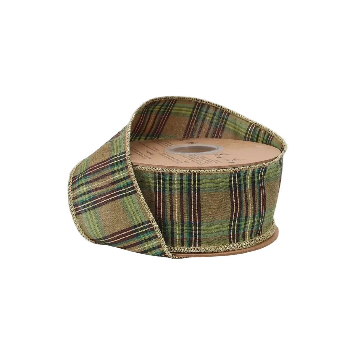 Green Metallic Plaid Wired Ribbon – 2.5" x 10 Yards