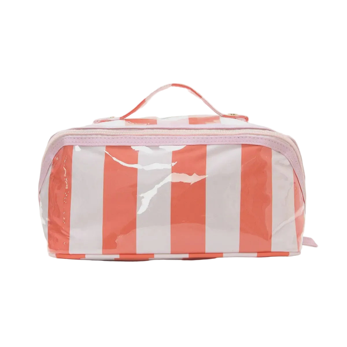 Coral Stripe Clear Cosmetic Case