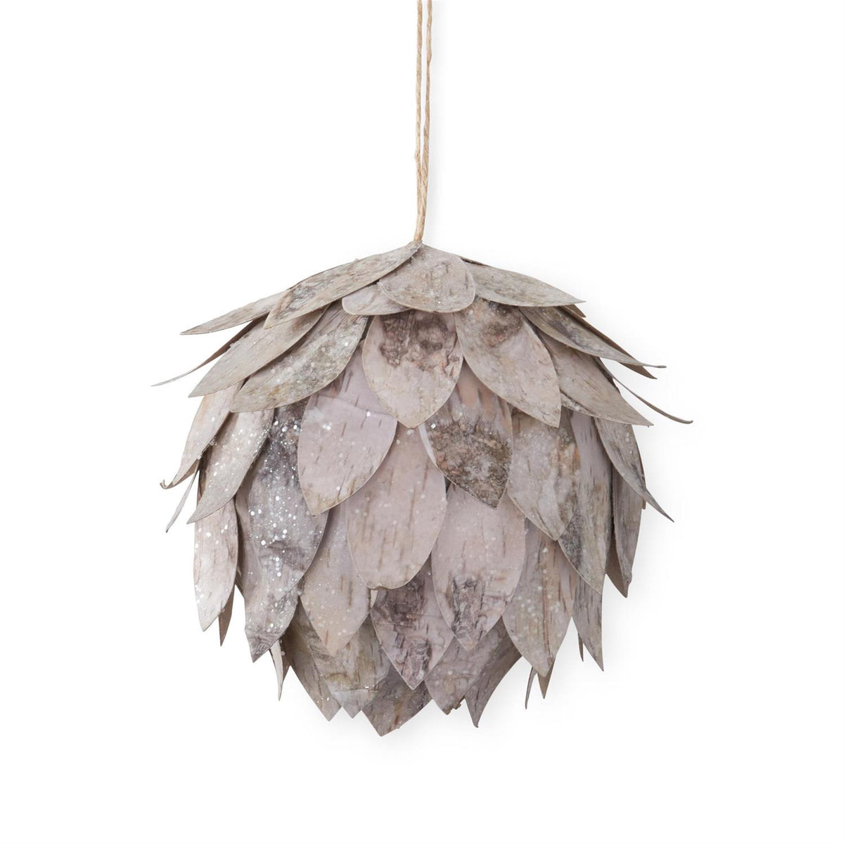 5.25" Glittered Birch Wood Artichoke Ornament