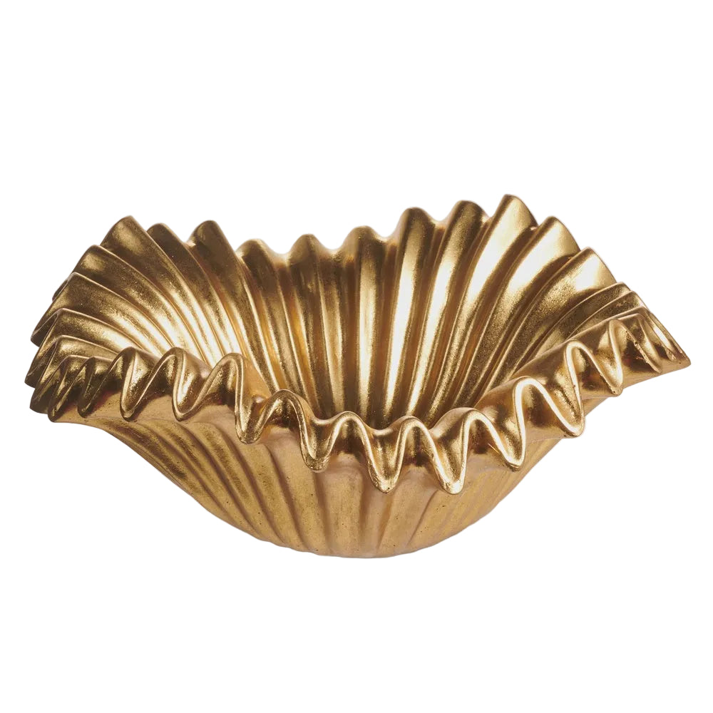 12" Gold Ruffled Bowl