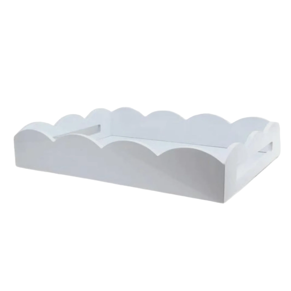 Medium Lacquered Scalloped Serving Tray | White