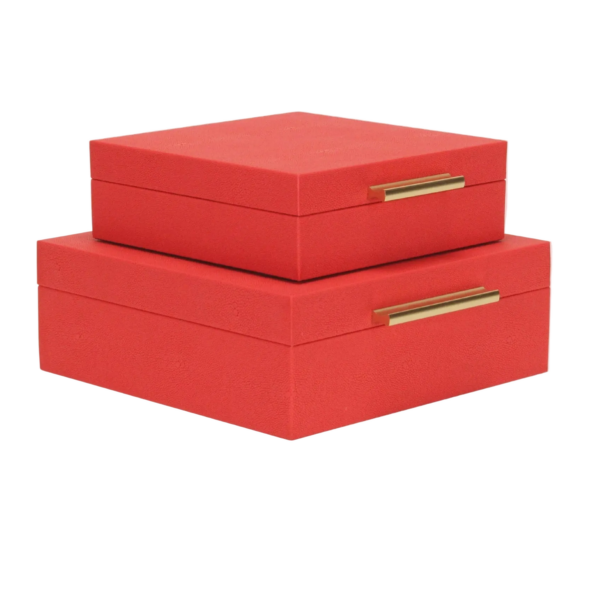 Lusan Square Decorative Boxes | Red Shagreen