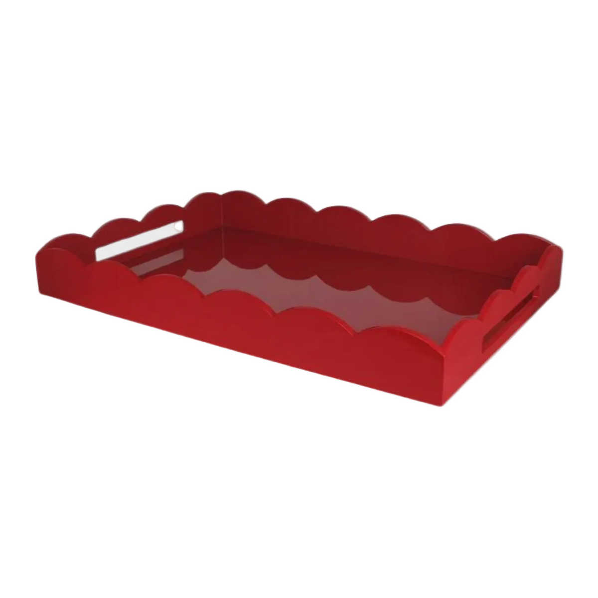 Large Lacquered Scallop Ottoman Tray - Burgundy