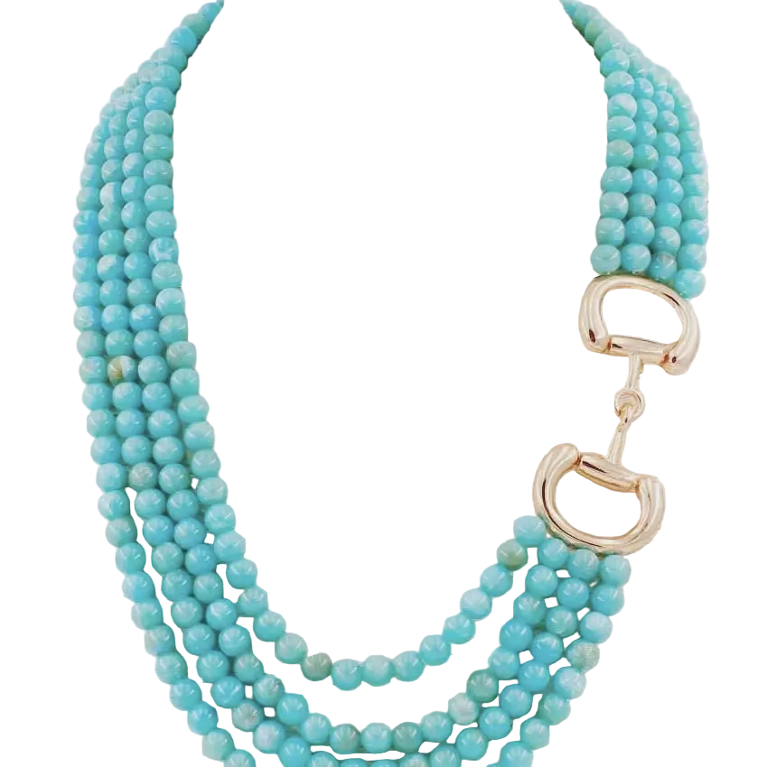 Turquoise Multi-Strand Horsebit Necklace