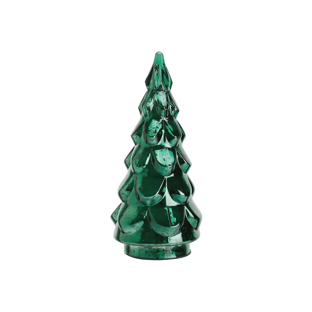 14 Inch Green Glass Christmas Tree