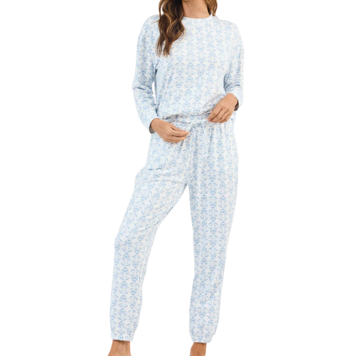 Blue Botanical Pajama Set