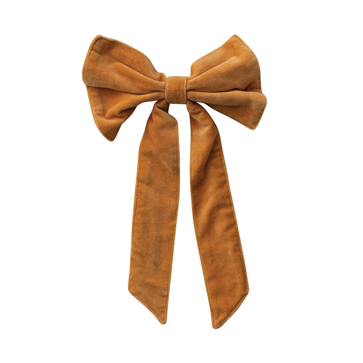 Small Cotton Velvet Clip-On Bow – Mustard