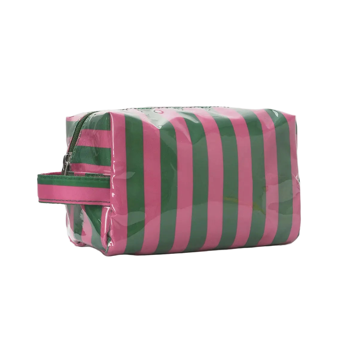 Stripe Cosmetic Pouch – Green & Hot Pink