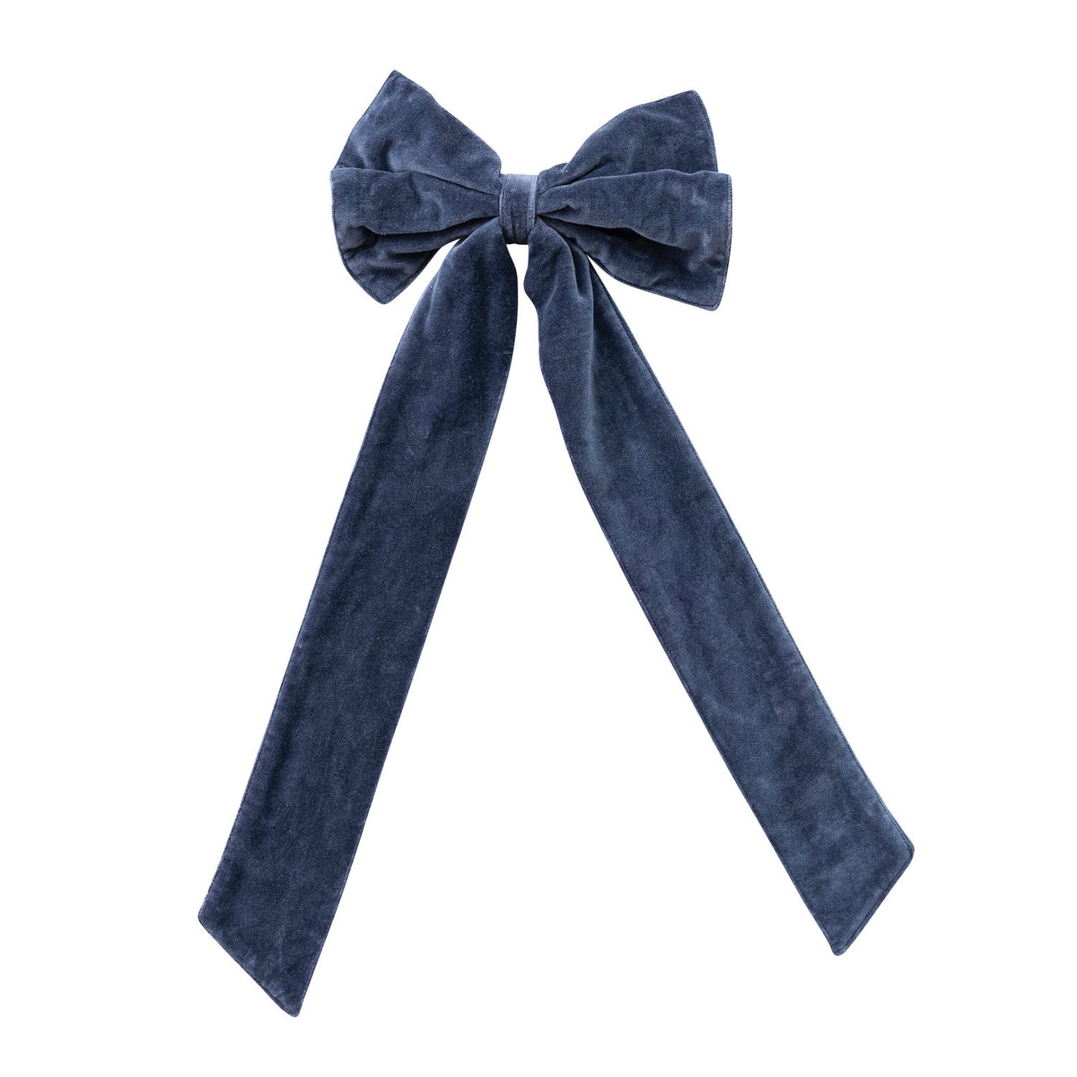 Cotton Velvet Clip-On Bow – Navy
