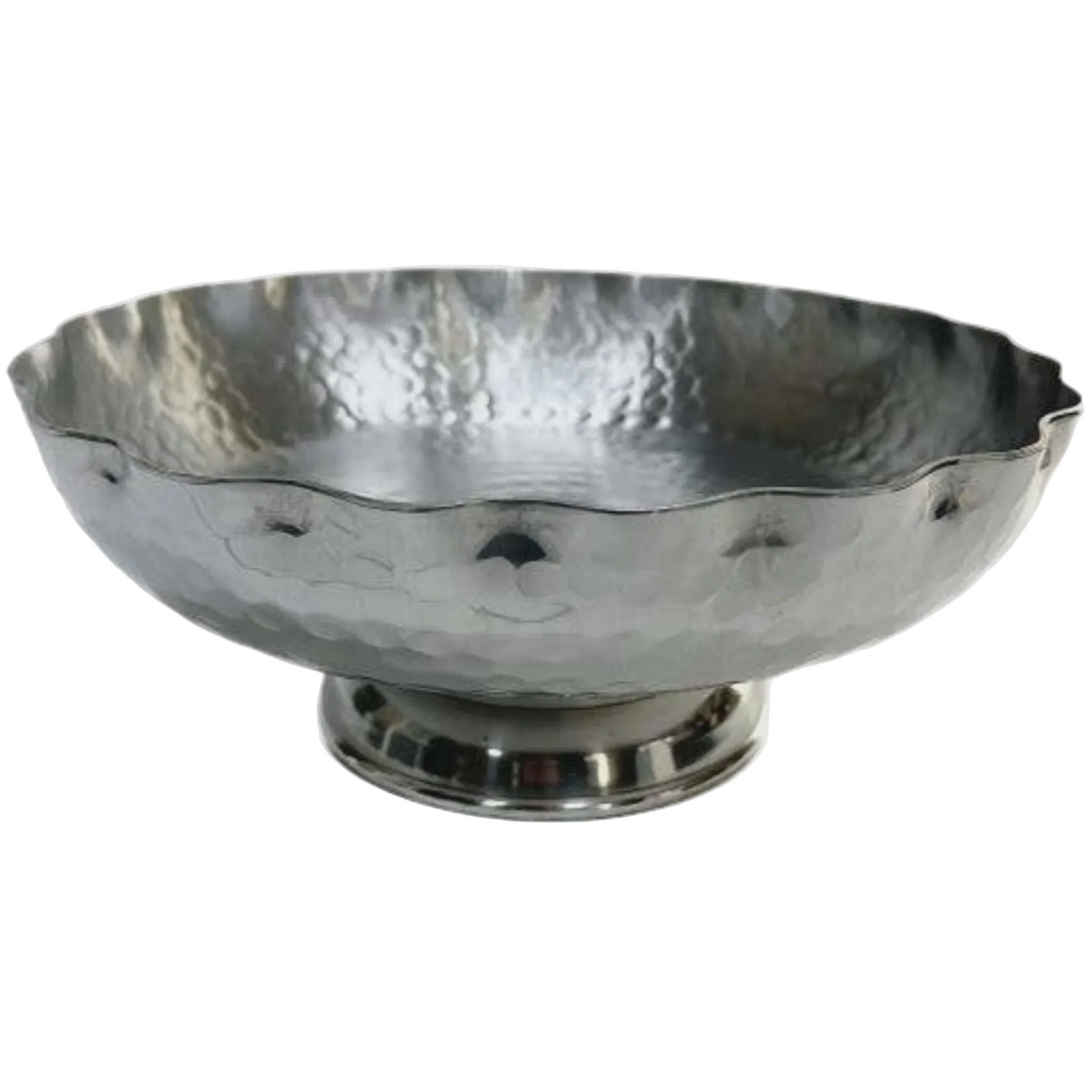 Short Hammmered Aluminum Pedestal Bowl