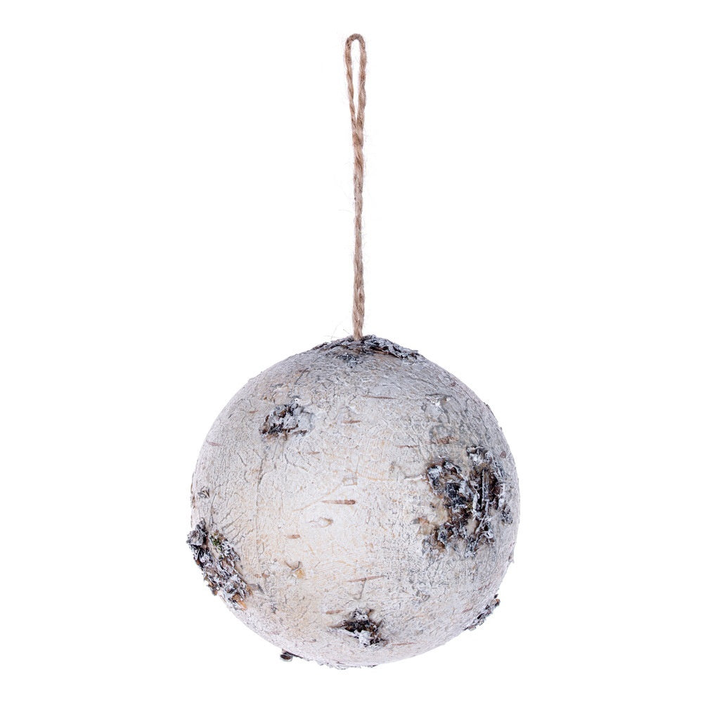 4" White Birch Ball Ornament