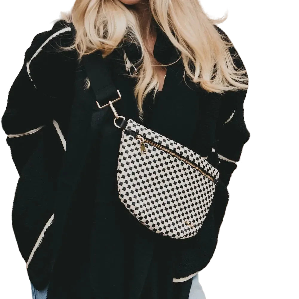 Westlyn Woven Bum Bag- Black Checkered