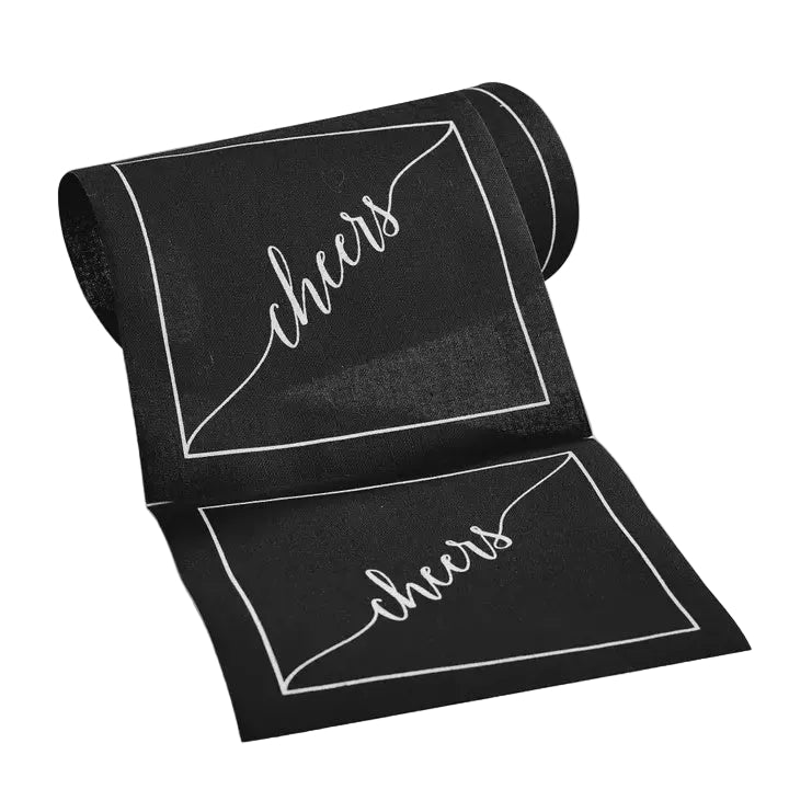 Midnight Toast "Cheers" Disposable Cotton Cocktail Napkin Roll