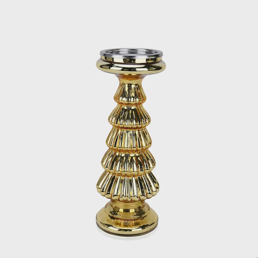 12" Gold Christmas Tree Candle Holder