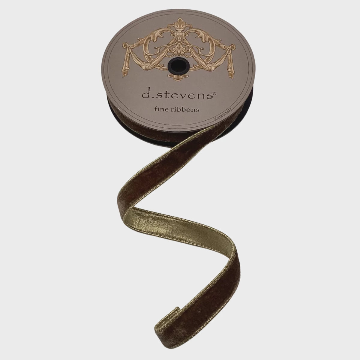 1.5" Brown Velvet Ribbon with Gold Backing | 10 Yards