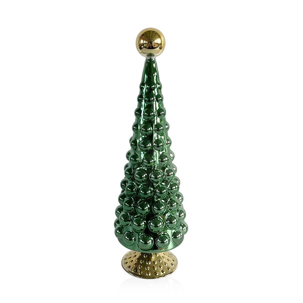 15.5" Green & Gold Hobnail Tree