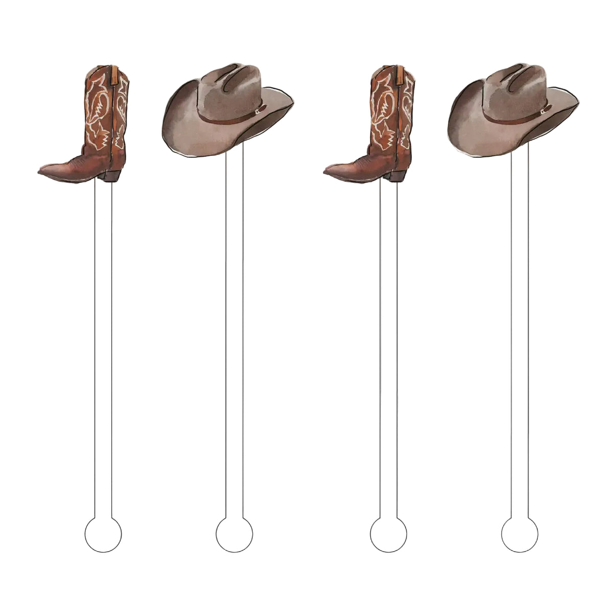 Hey Cowboy Acrylic Stir Sticks Combo