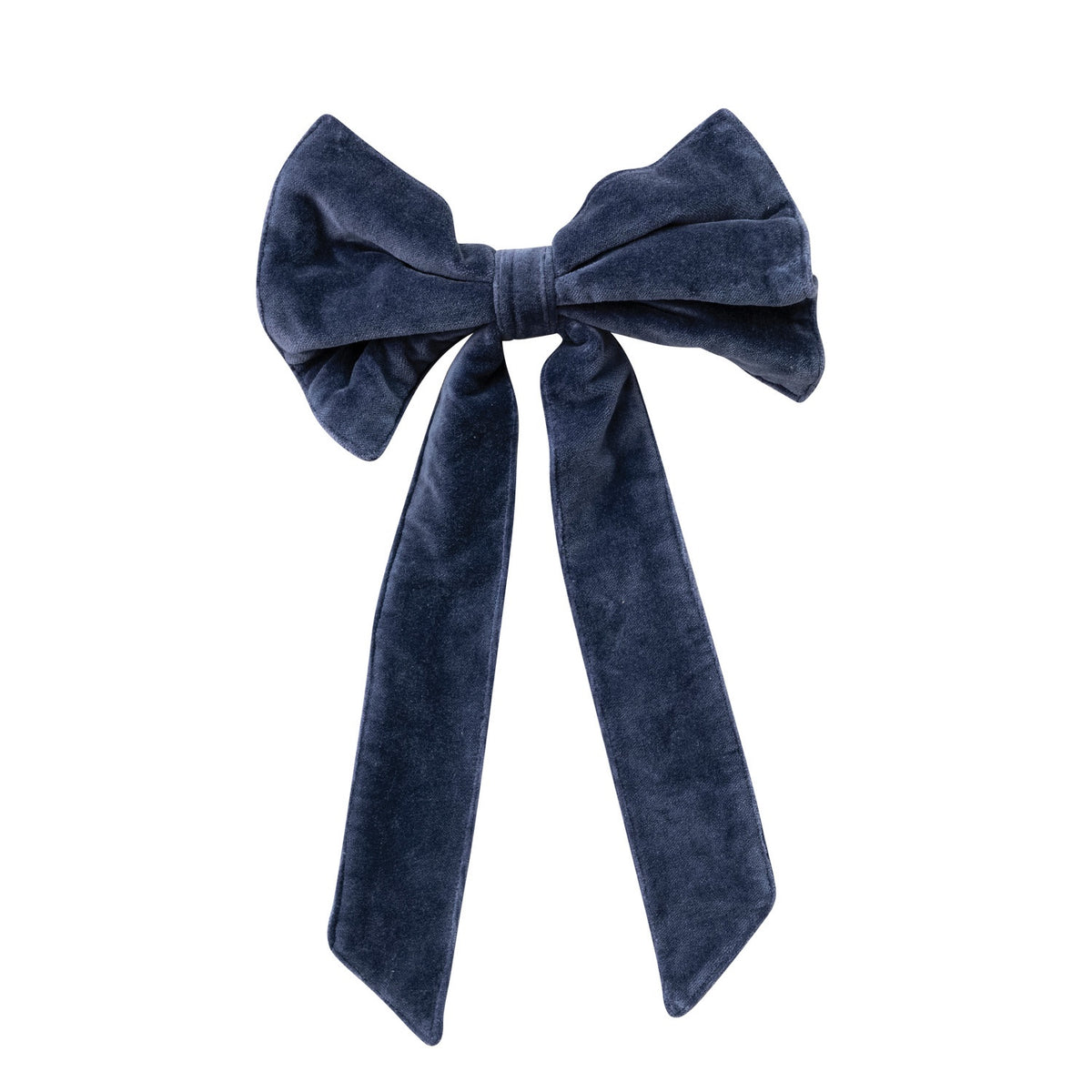 Small Cotton Velvet Clip-On Bow – Navy