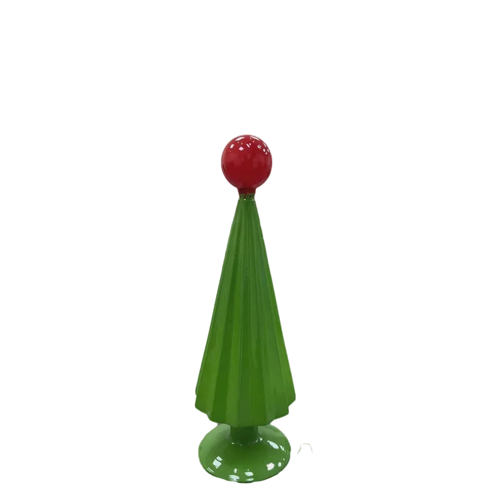 10 Inch Green Glass Christmas Tree with Red Topper