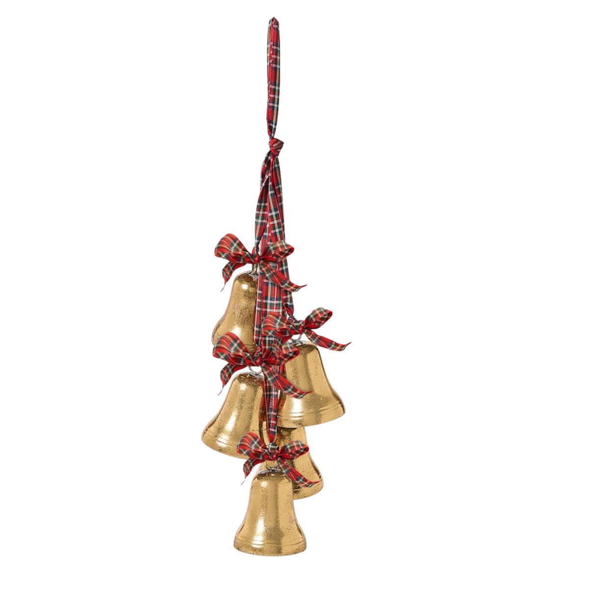 Plaid Ribbon Hanging Bells Décor