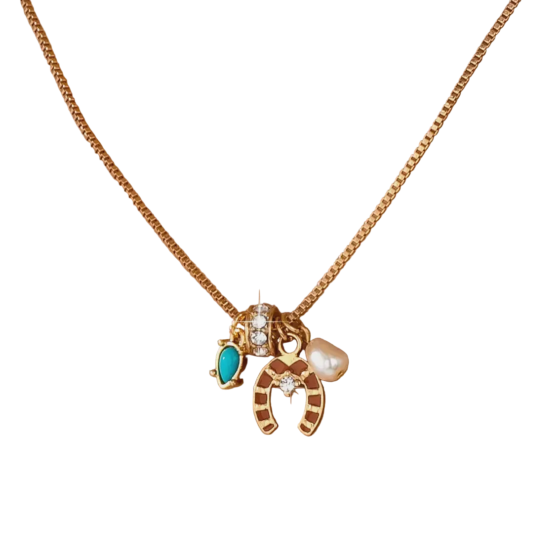 Southwest Horseshoe & Turquoise Charm Necklace