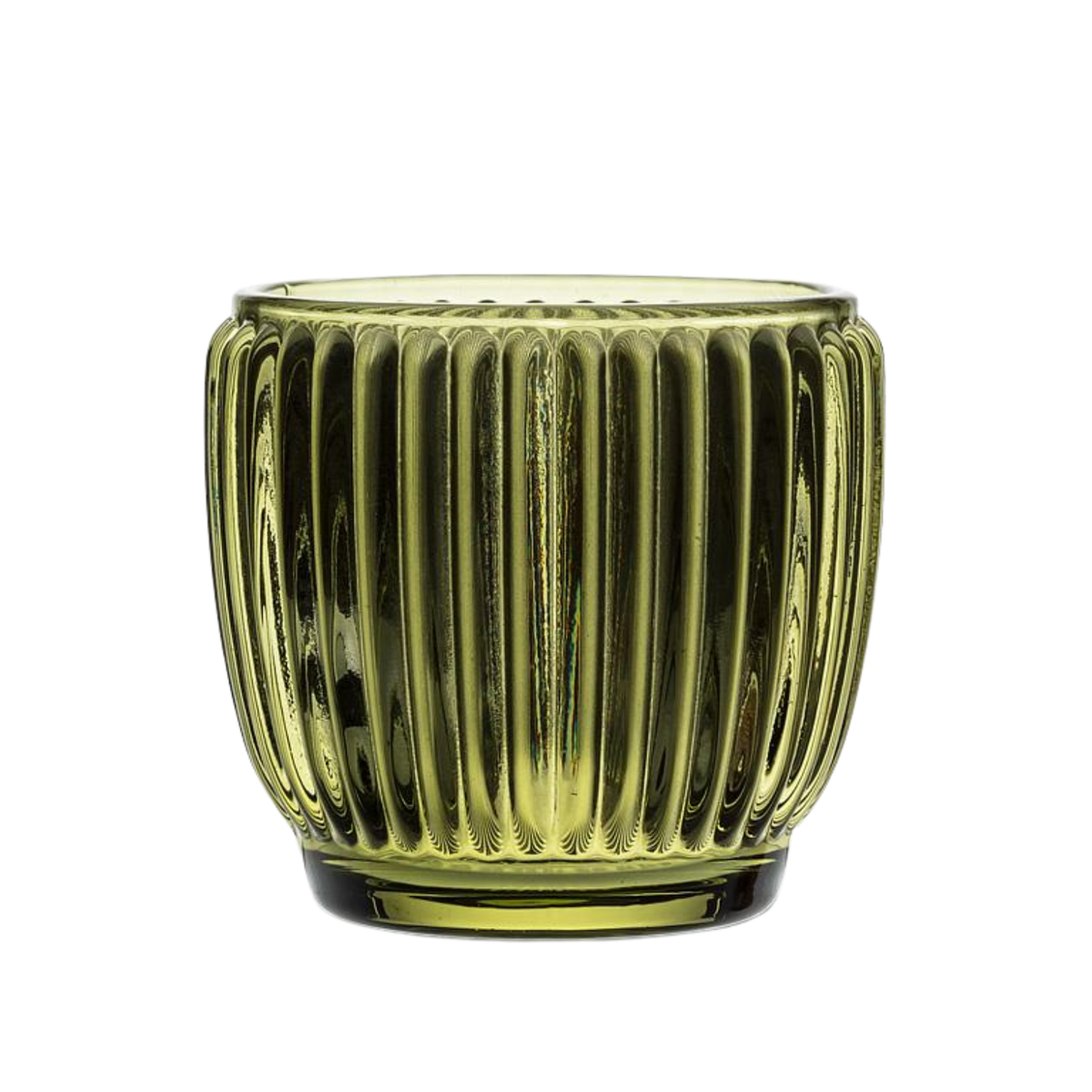Small Ribbed Votive-Moss