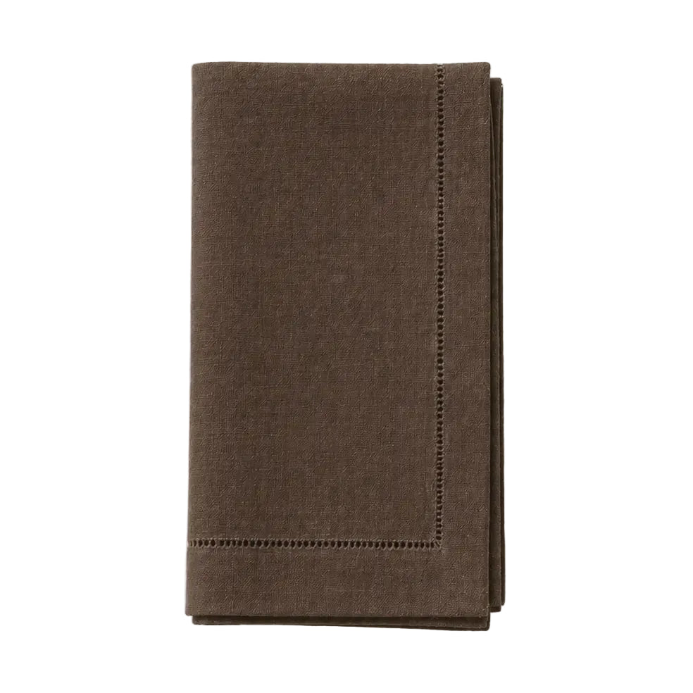 Brown Linen Hemstitch Dinner Napkin