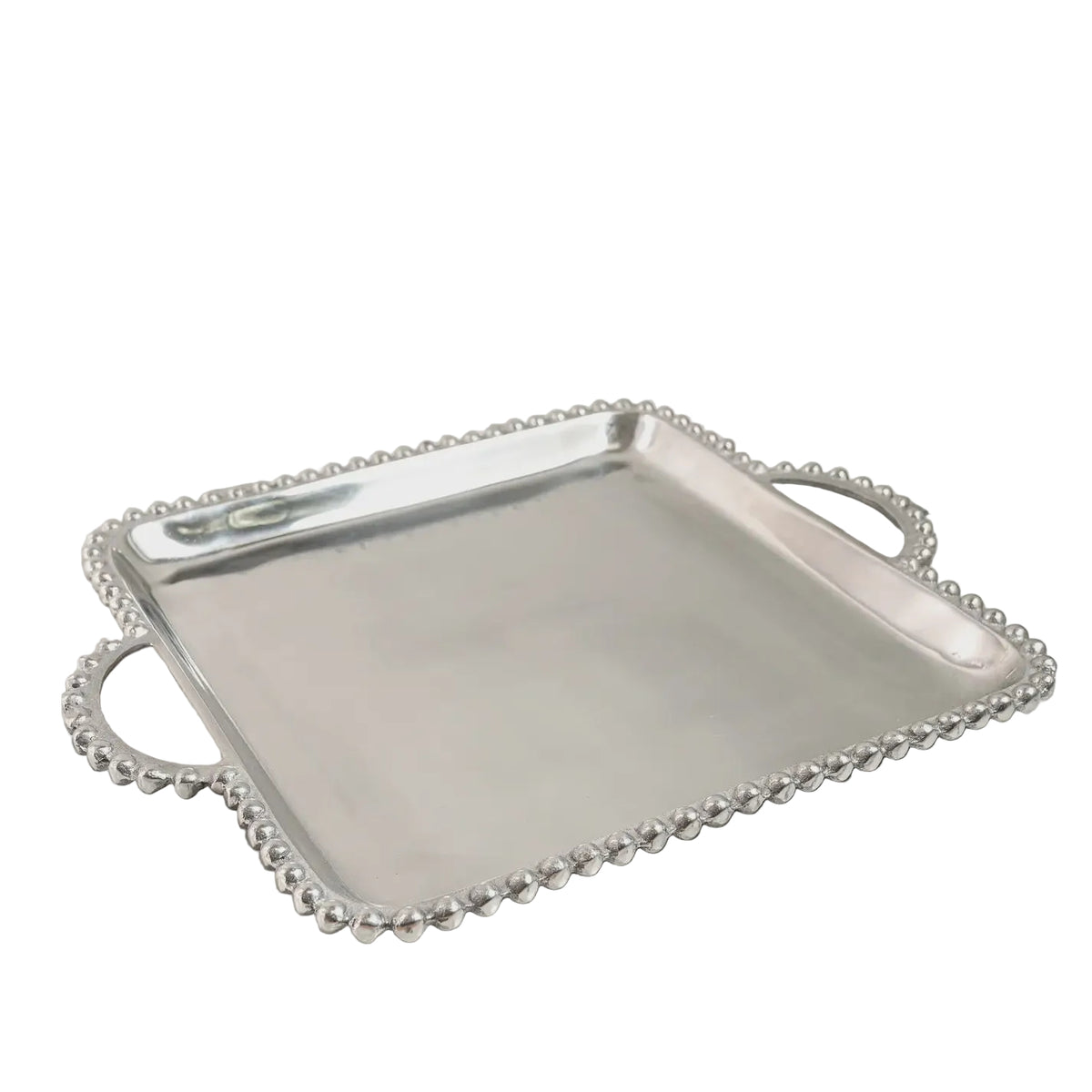 Silver Square Beaded Handle Tray