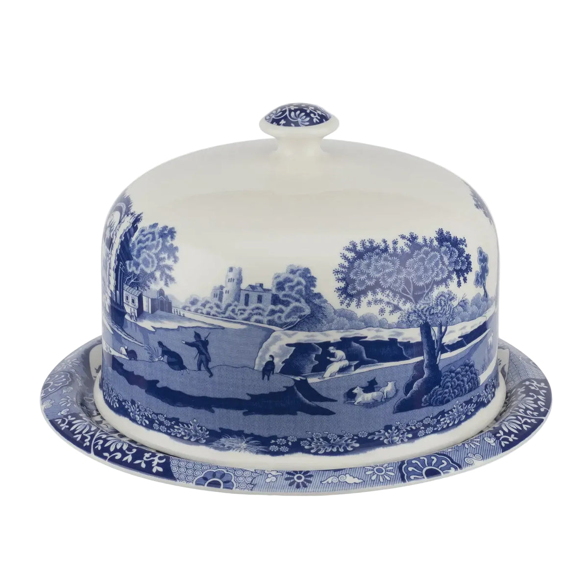 Spode Blue Italian 2 Piece Serving Platter with Dome 11.5