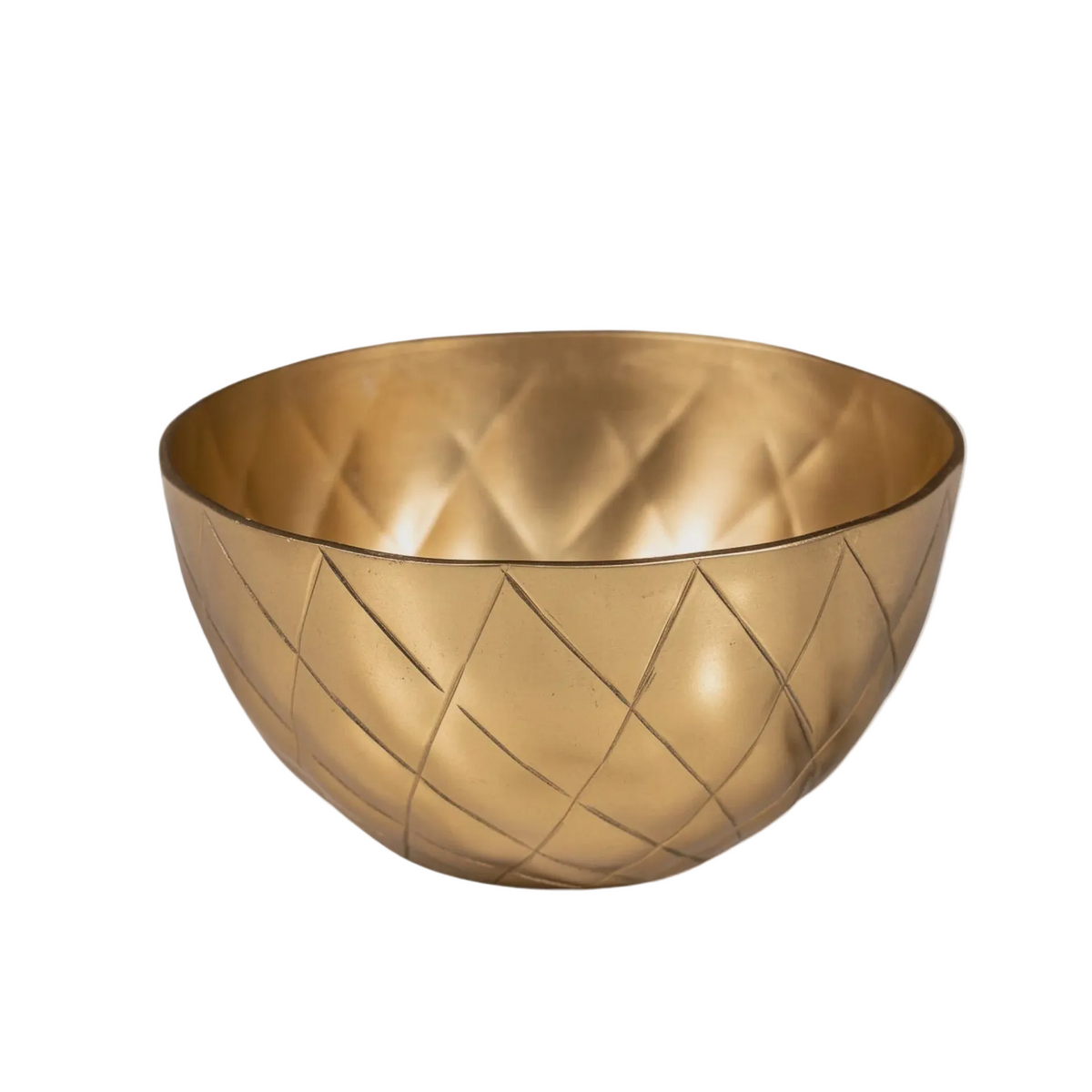 Satin Gold Etched Crosshatch Bowl