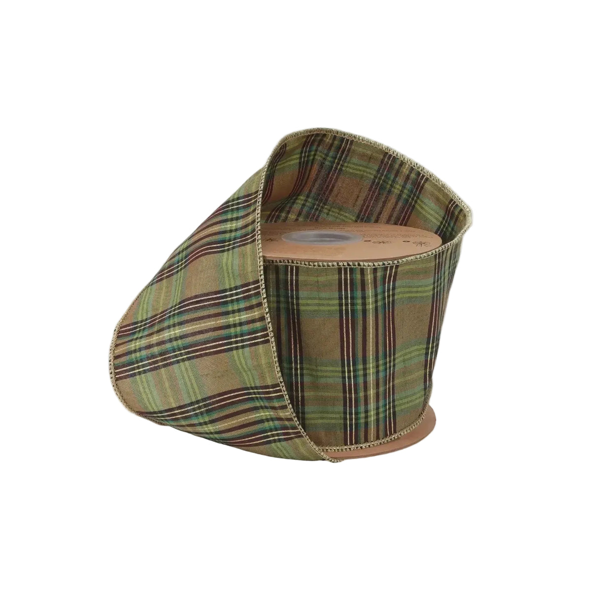 Green Metallic Plaid Wired Ribbon – 4" x 10 Yards