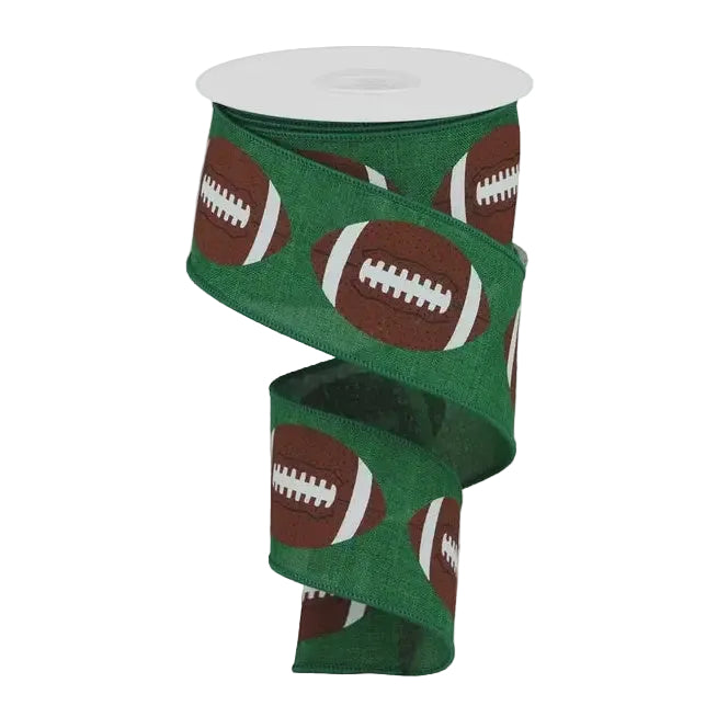 2.5" x 10 Yard Footballs Wired Ribbon