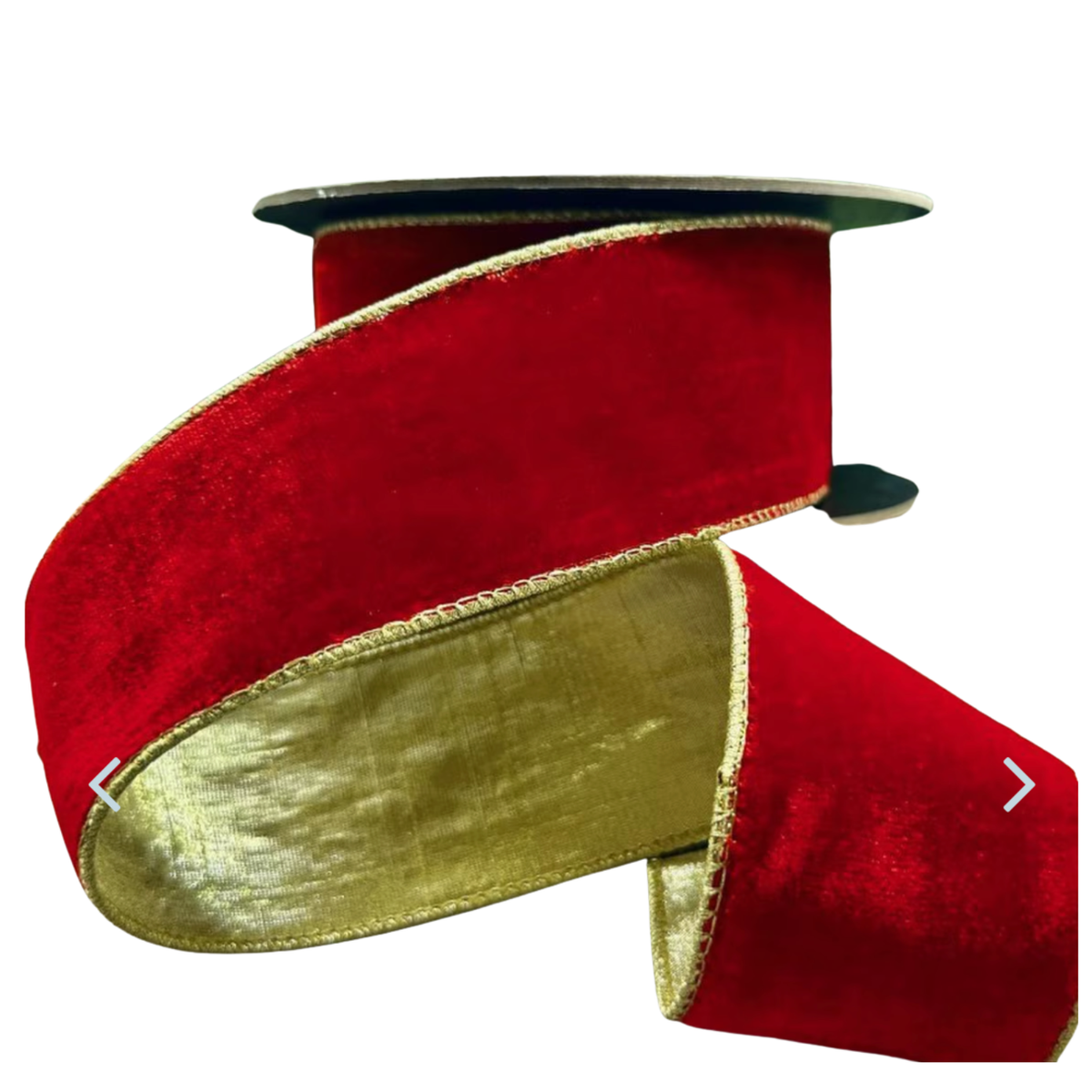 2.5" Lush Velvet Ribbon – Red with Gold Backing | 10 Yards