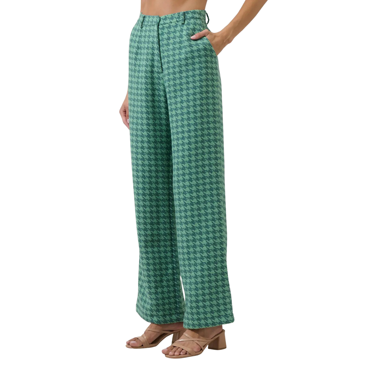 Levana Houndstooth Noemy Pleated Pants